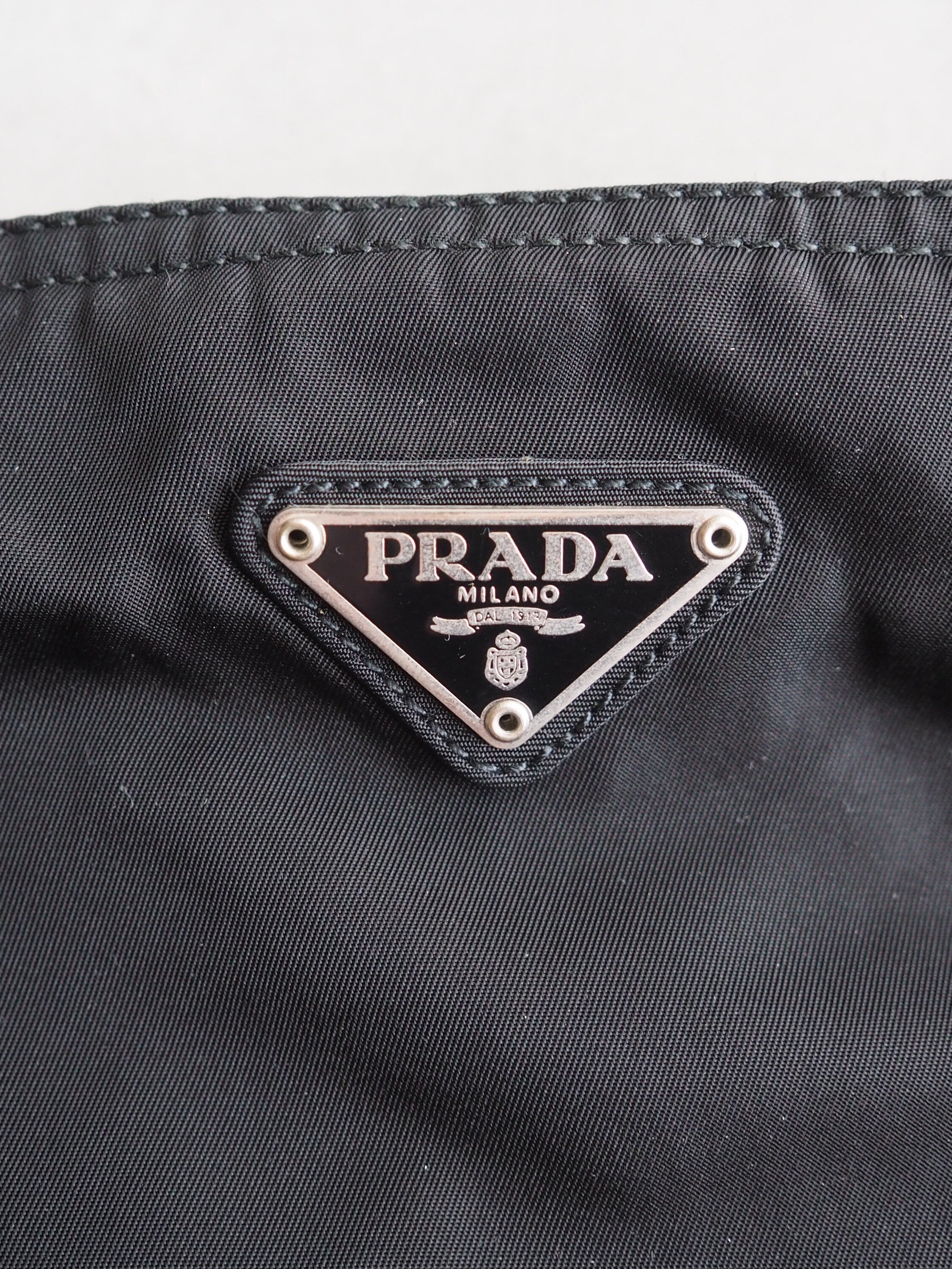 PRADA Nylon Shoulder Bag Sakosh Black Logo Authentic