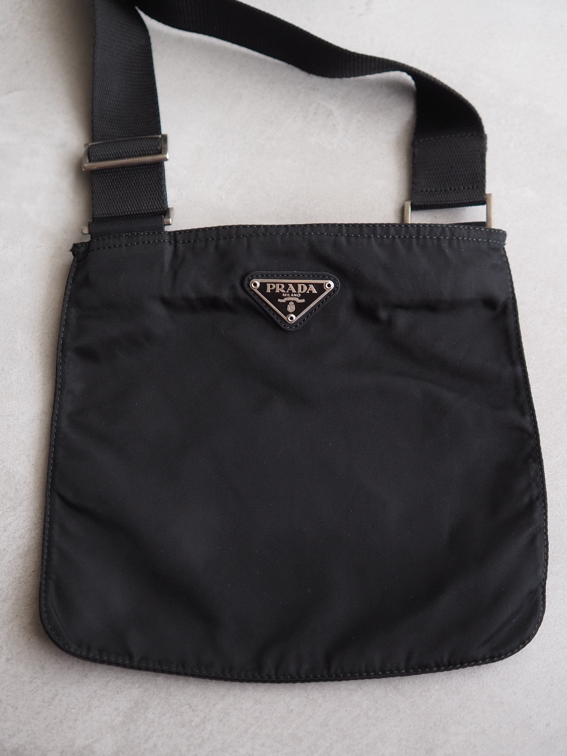 PRADA Nylon Shoulder Bag Sakosh Black Logo Authentic