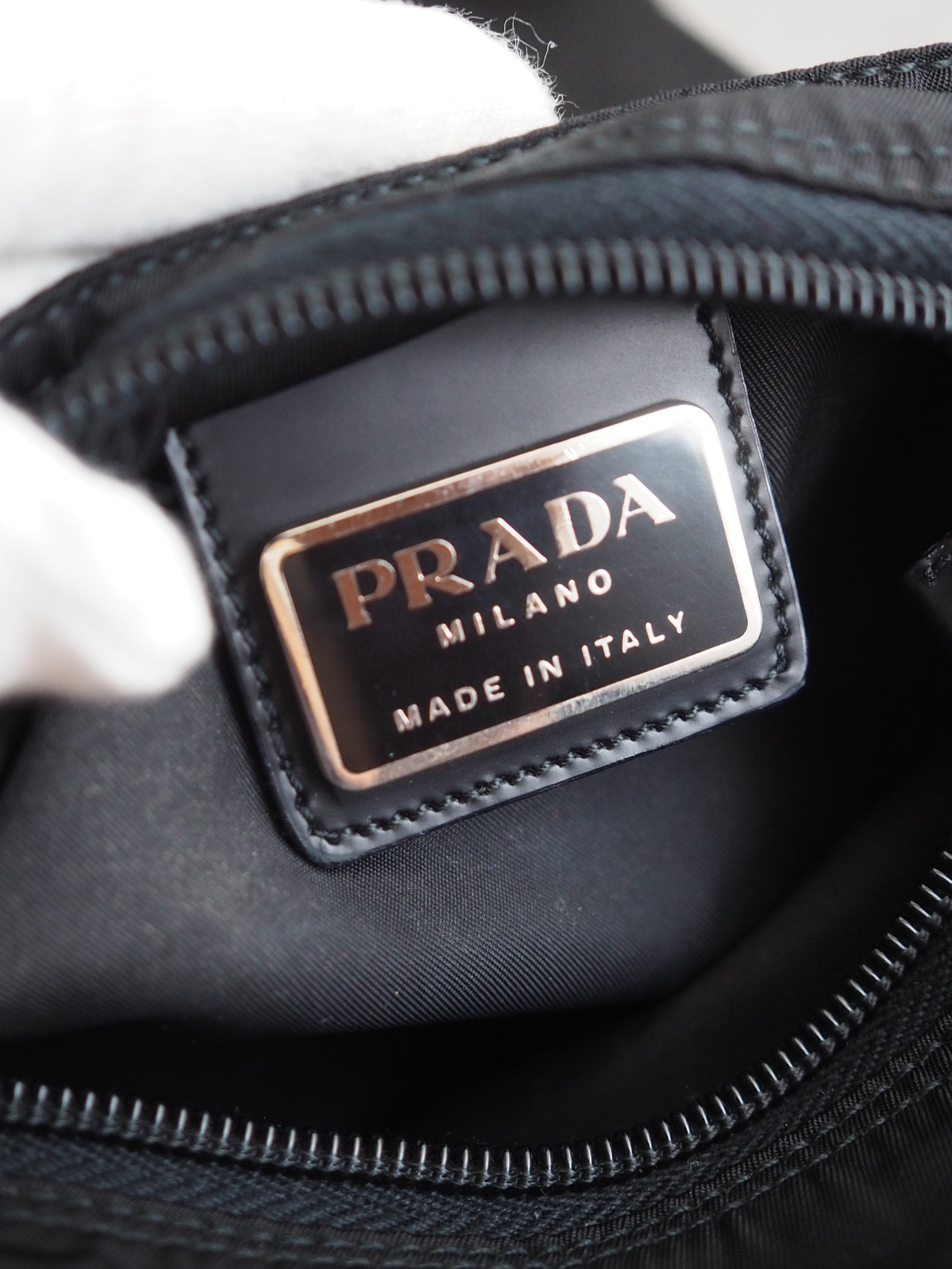 PRADA Nylon Shoulder Bag Sakosh Black Logo Authentic