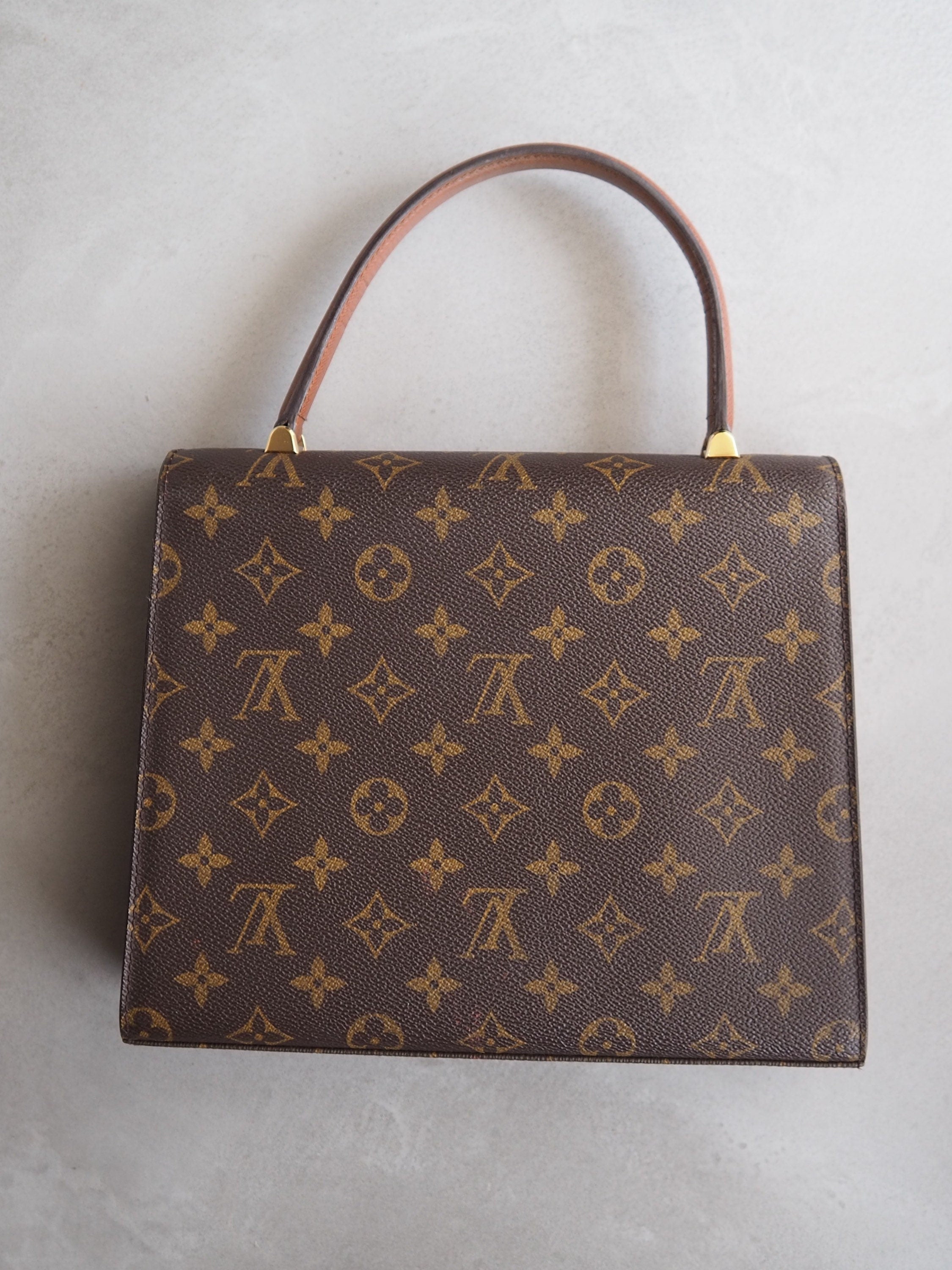 LOUIS VUITTON Monogram Malesherbes Hand Bag Brown M51379 Authentic