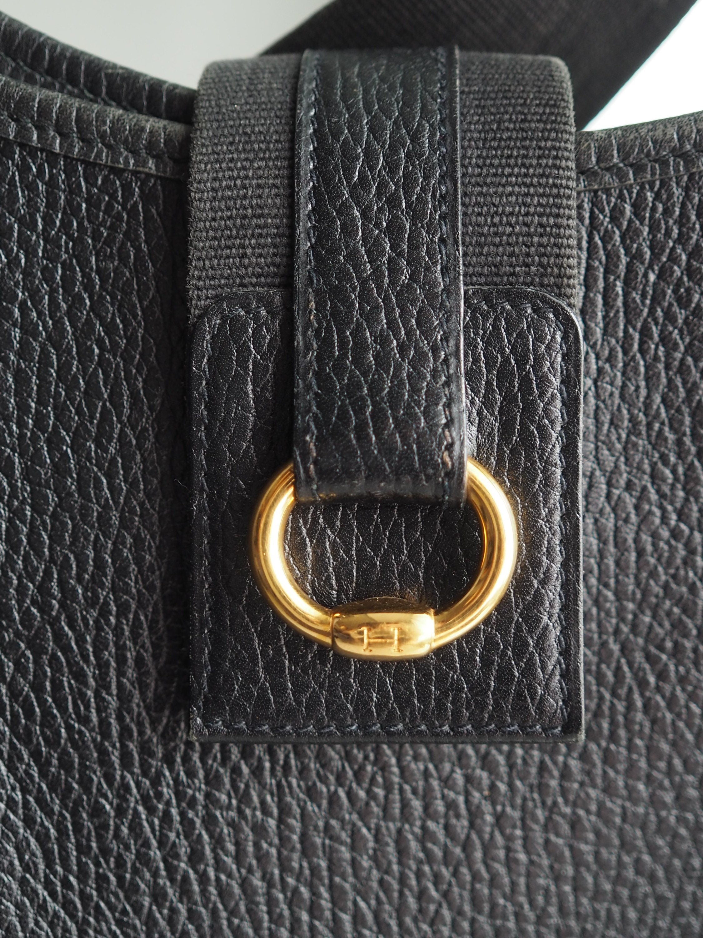 HERMES Sako Shoulder Bags Trillon Clemence Bag Black/Gold Fittings AuthenticVintage