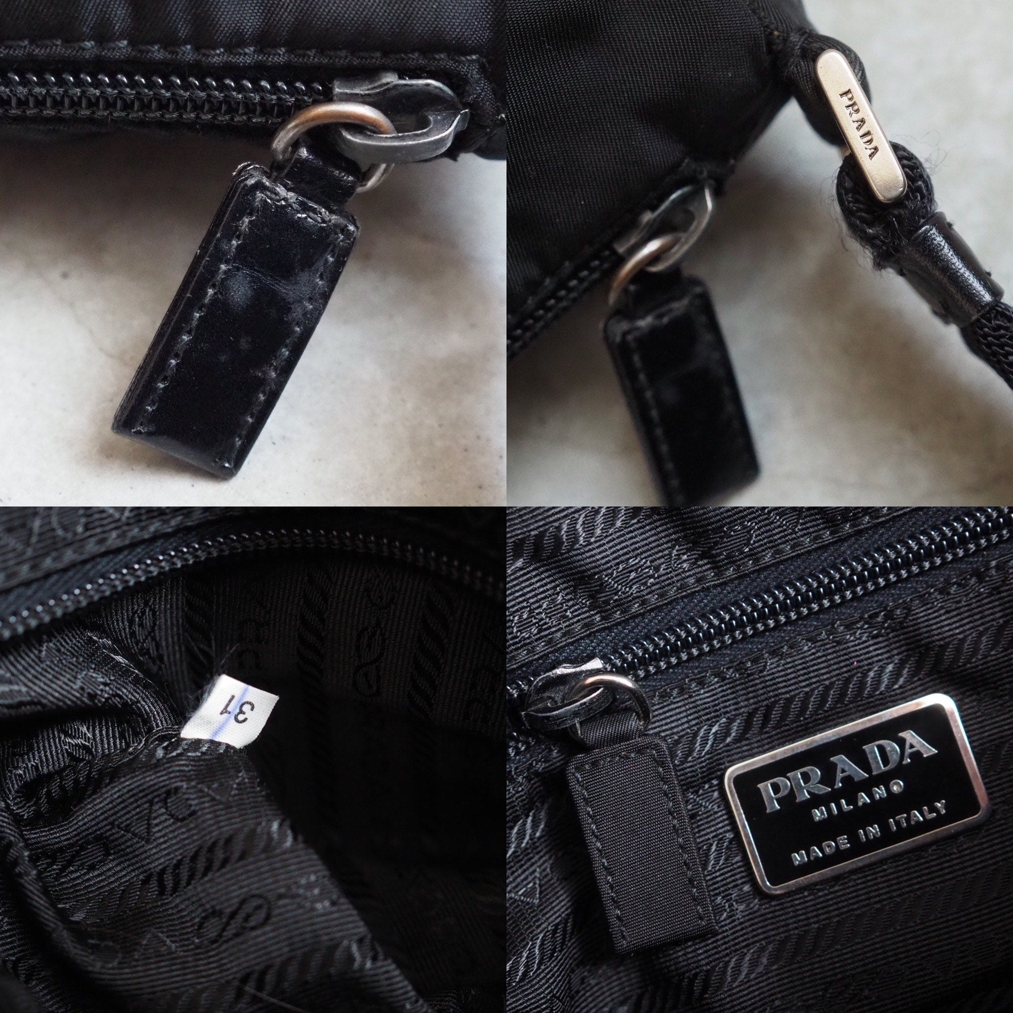 PRADA Nylon Shoulder Bag Black Logo Purse Authentic