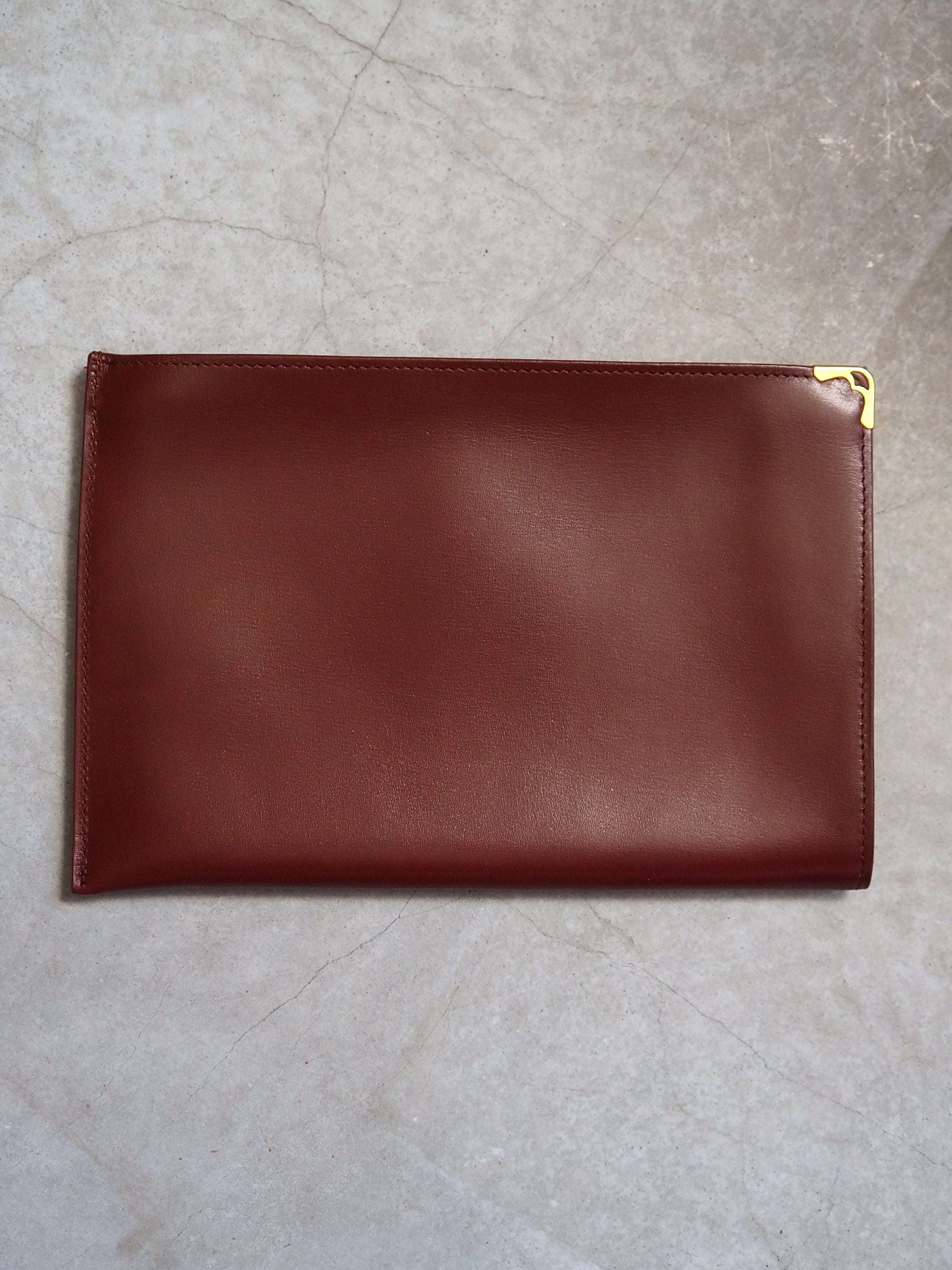 Must De Cartier Pouch Red Leather MASTLINE Vintage Authentic