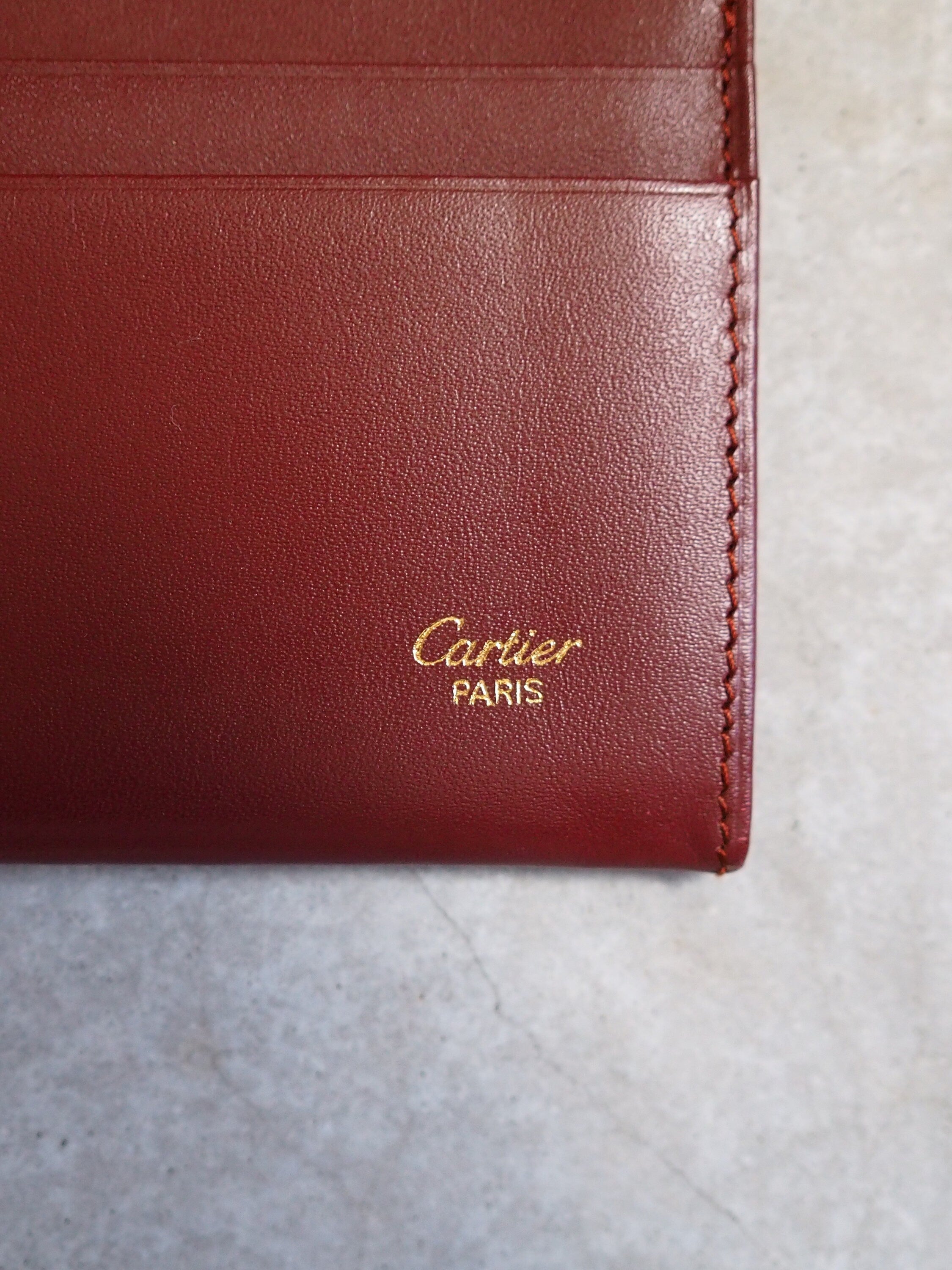 Must De Cartier Card Case Red Leather MASTLINE Bifold Vintage Authentic