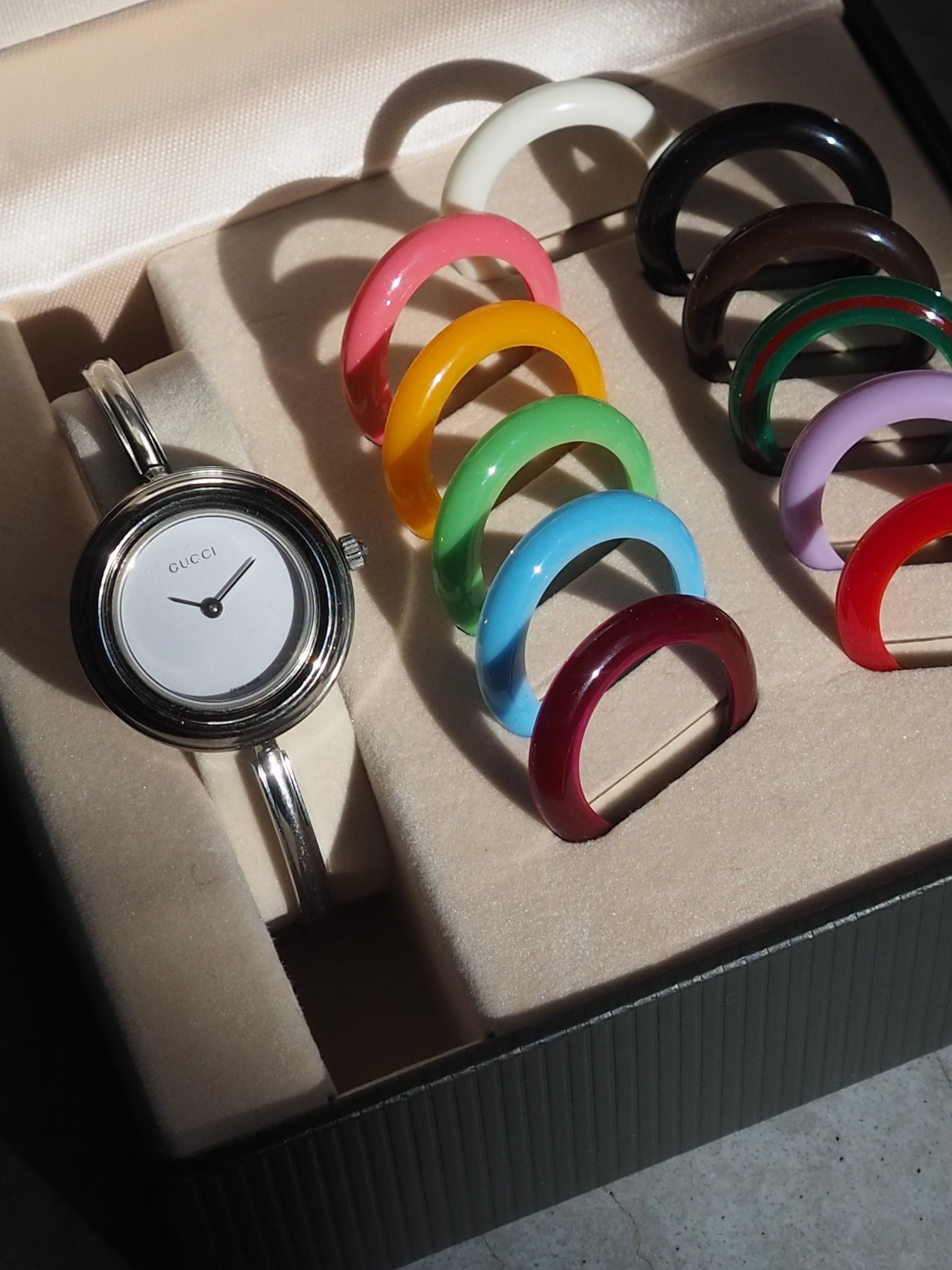GUCCI Accessories Change Bezel 12 colors Bangle watch Wristwatch Silver