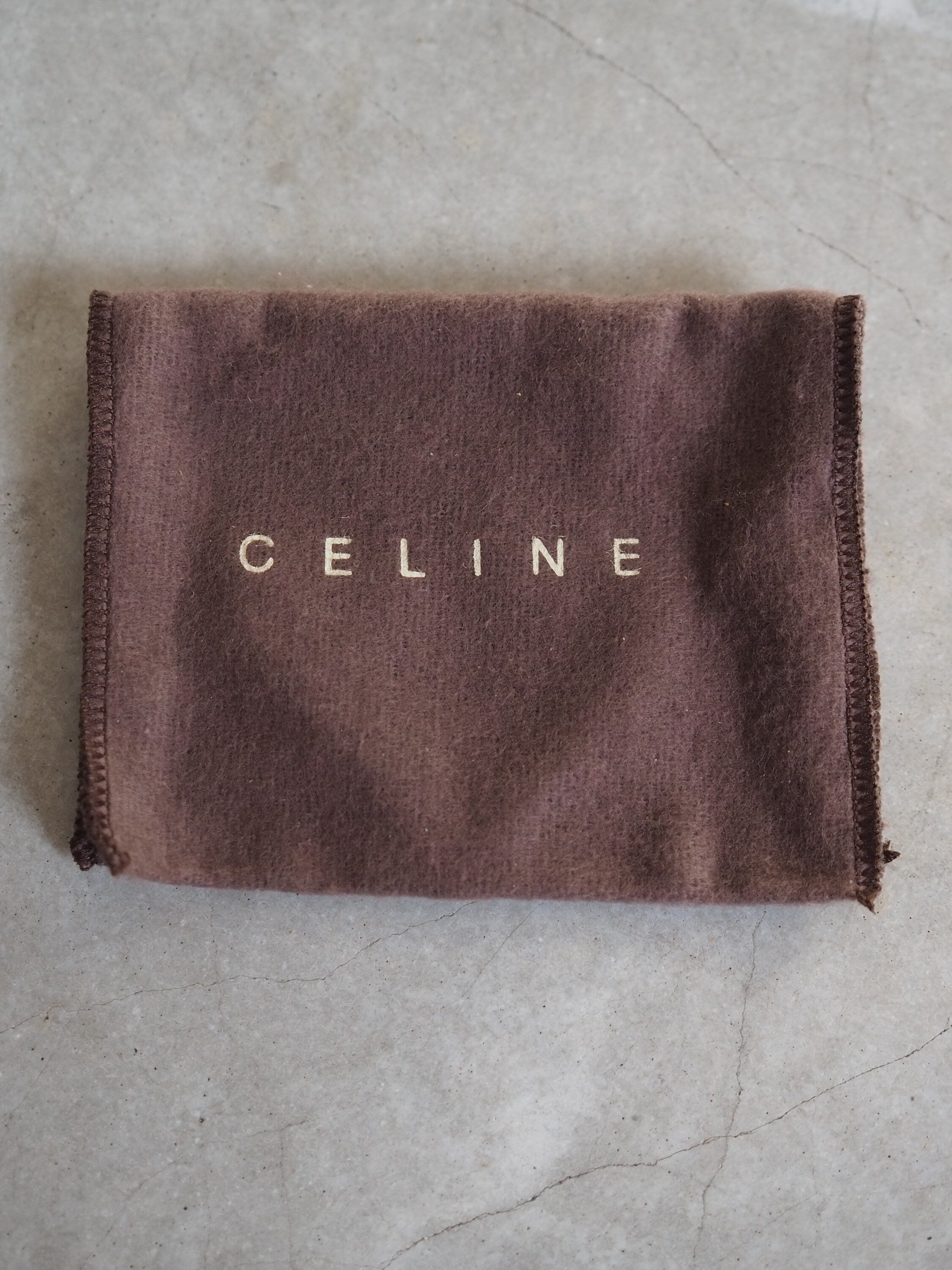 CELINE Circle Logo Earrings Metal Gold Black Vintage Authentic