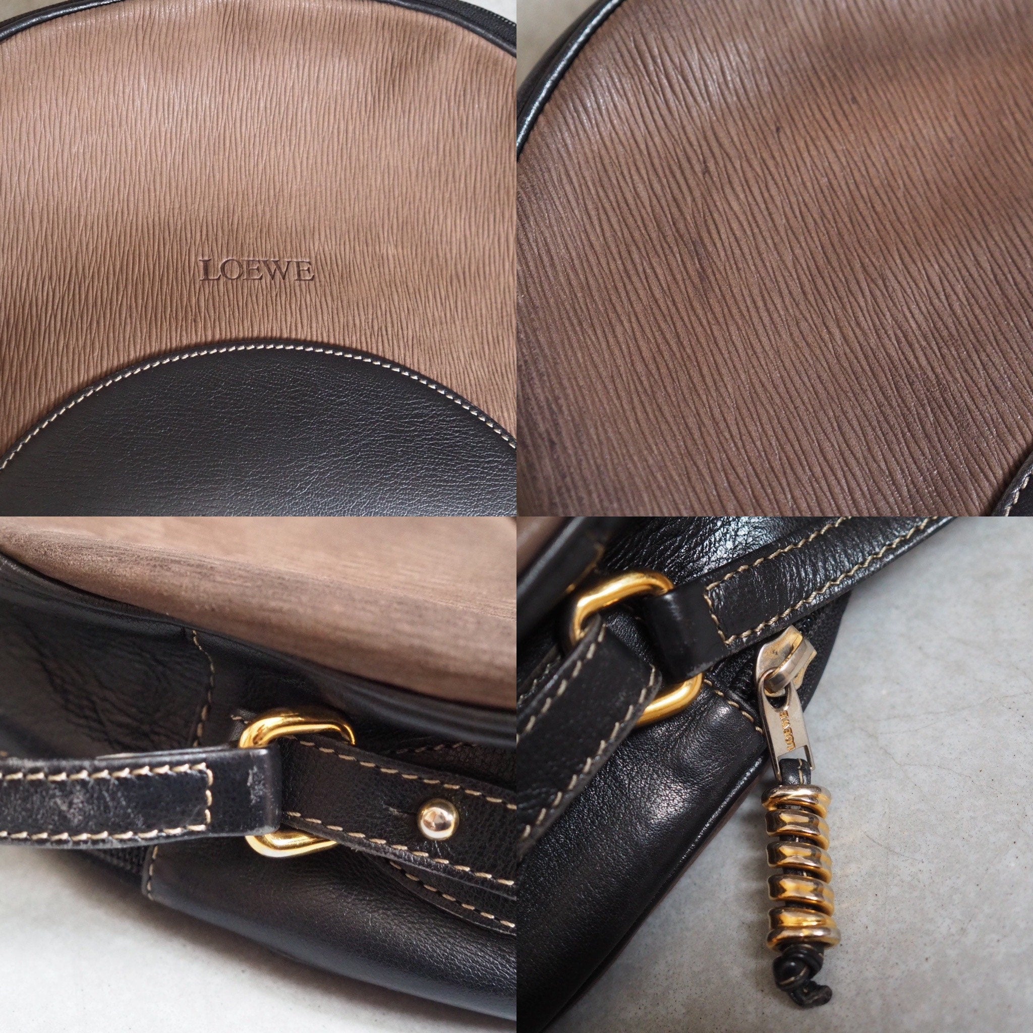 LOEWE VELAZQUEZ Twist Shoulder Hand Bag 2way Brown Vintage Authentic