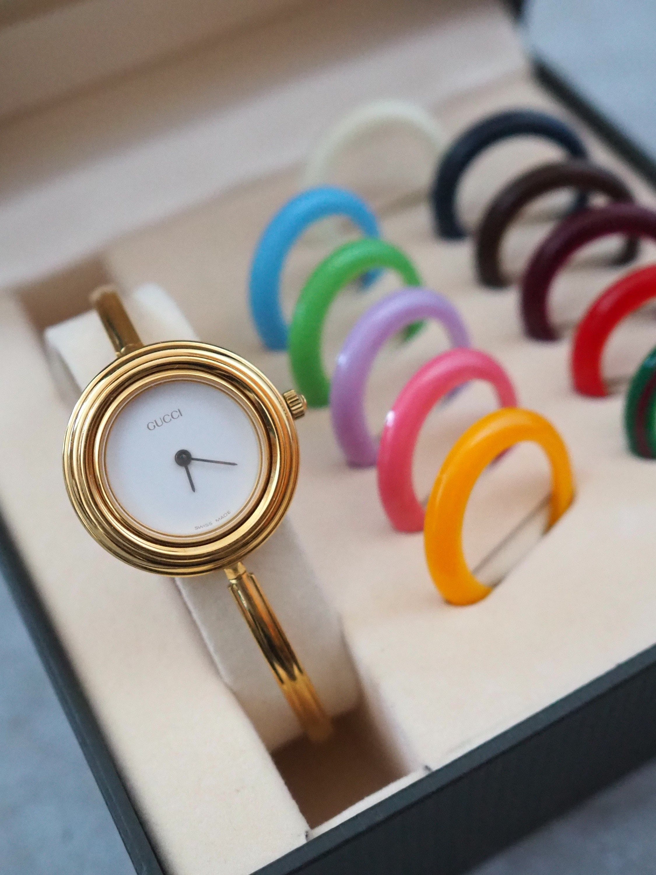GUCCI Accessories Change Bezel 12 colors Bangle watch Wristwatch Gold