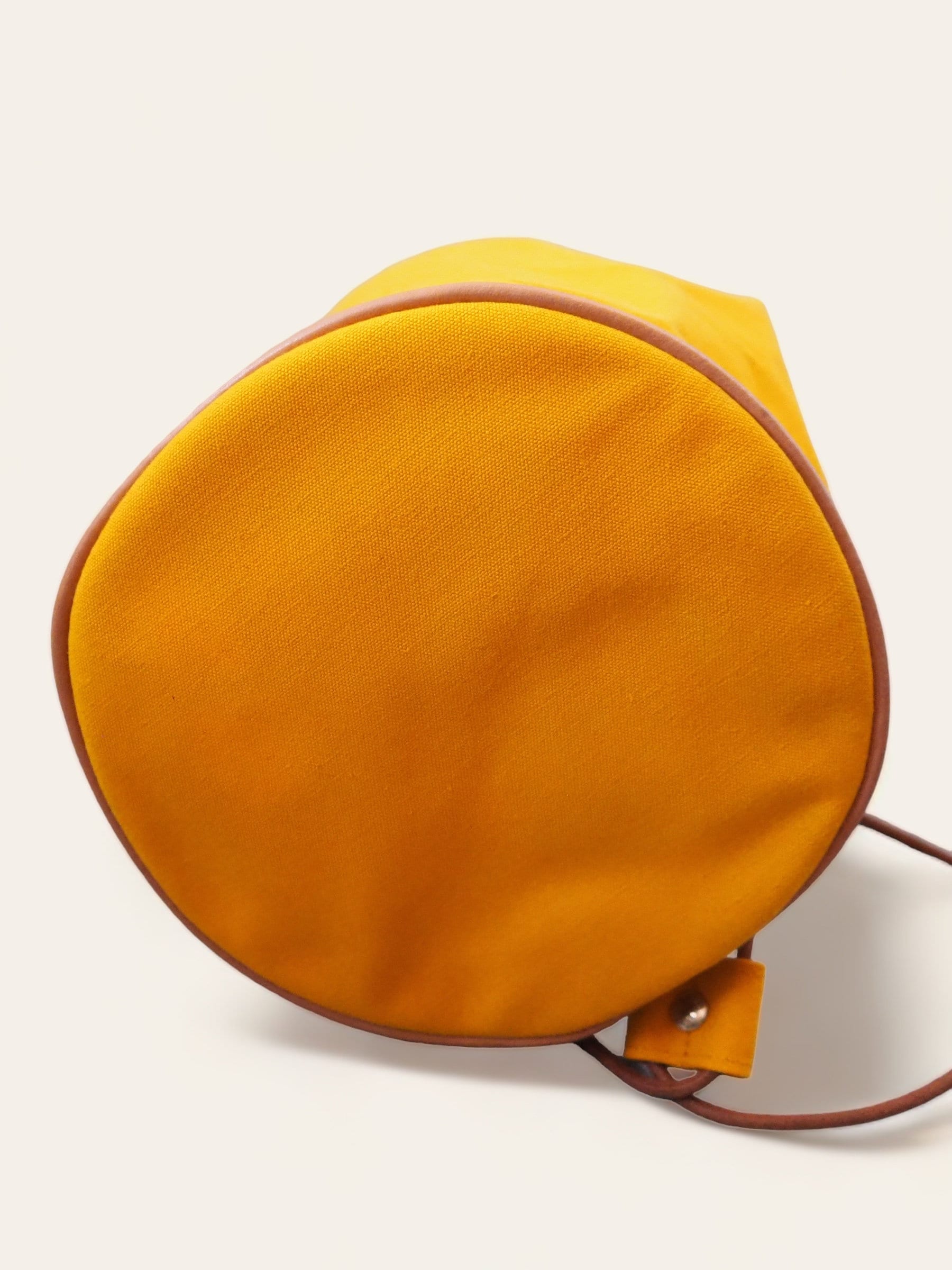 HERMES Polochon Mimir Backpack Canvas Yellow Authentic