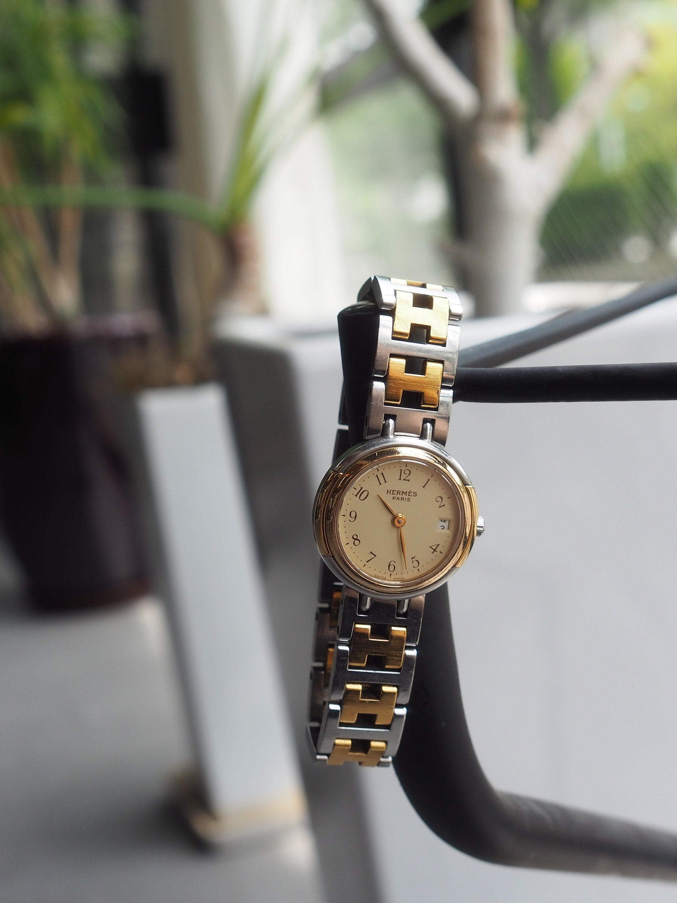 HERMES Windsor Watches Stainless Steel Ladies Watch Wristwatch Quartz Ladies Vintage