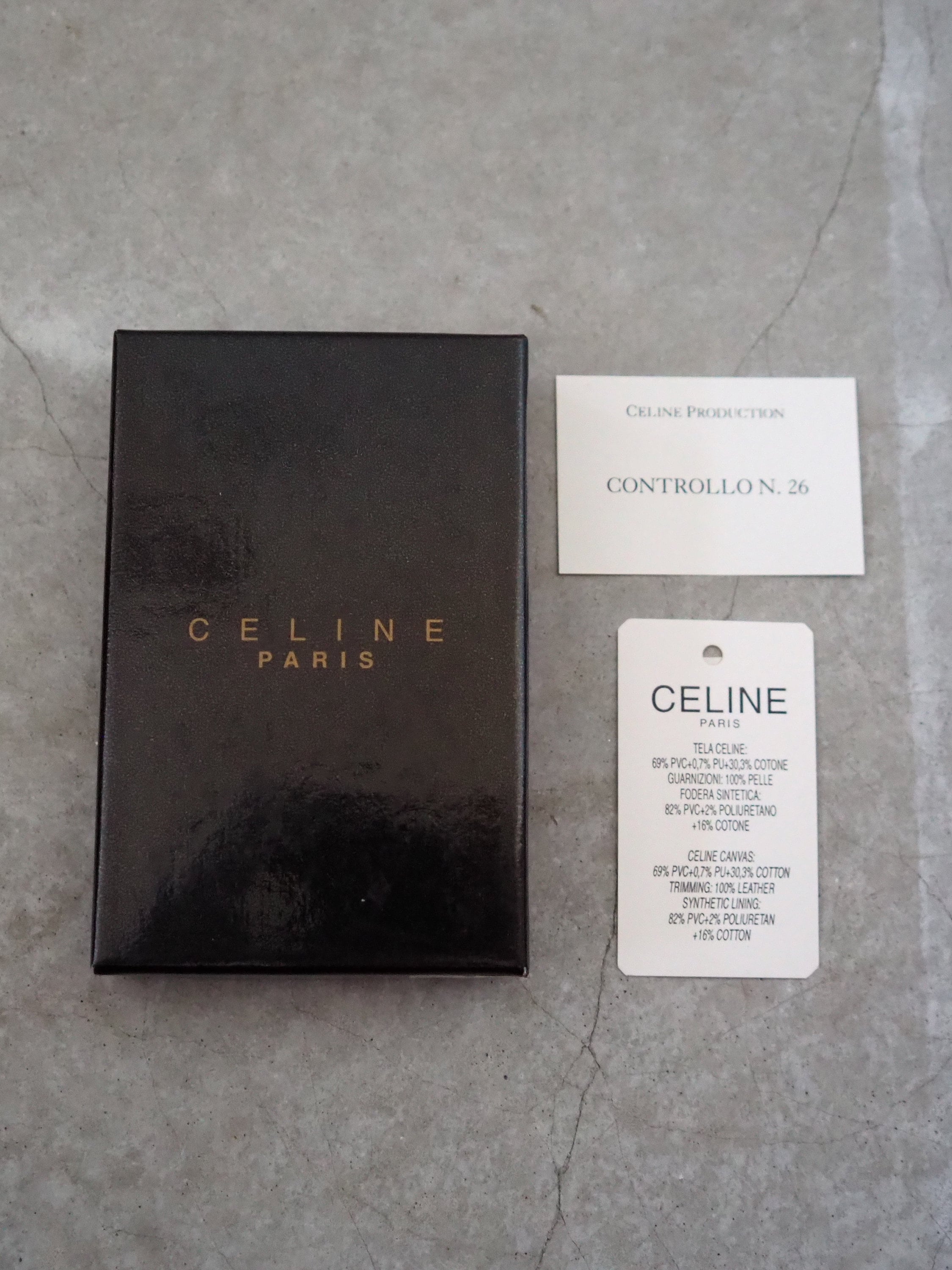 CELINE Macadam Key Case Purse Leather PVC Black Authentic Vintage