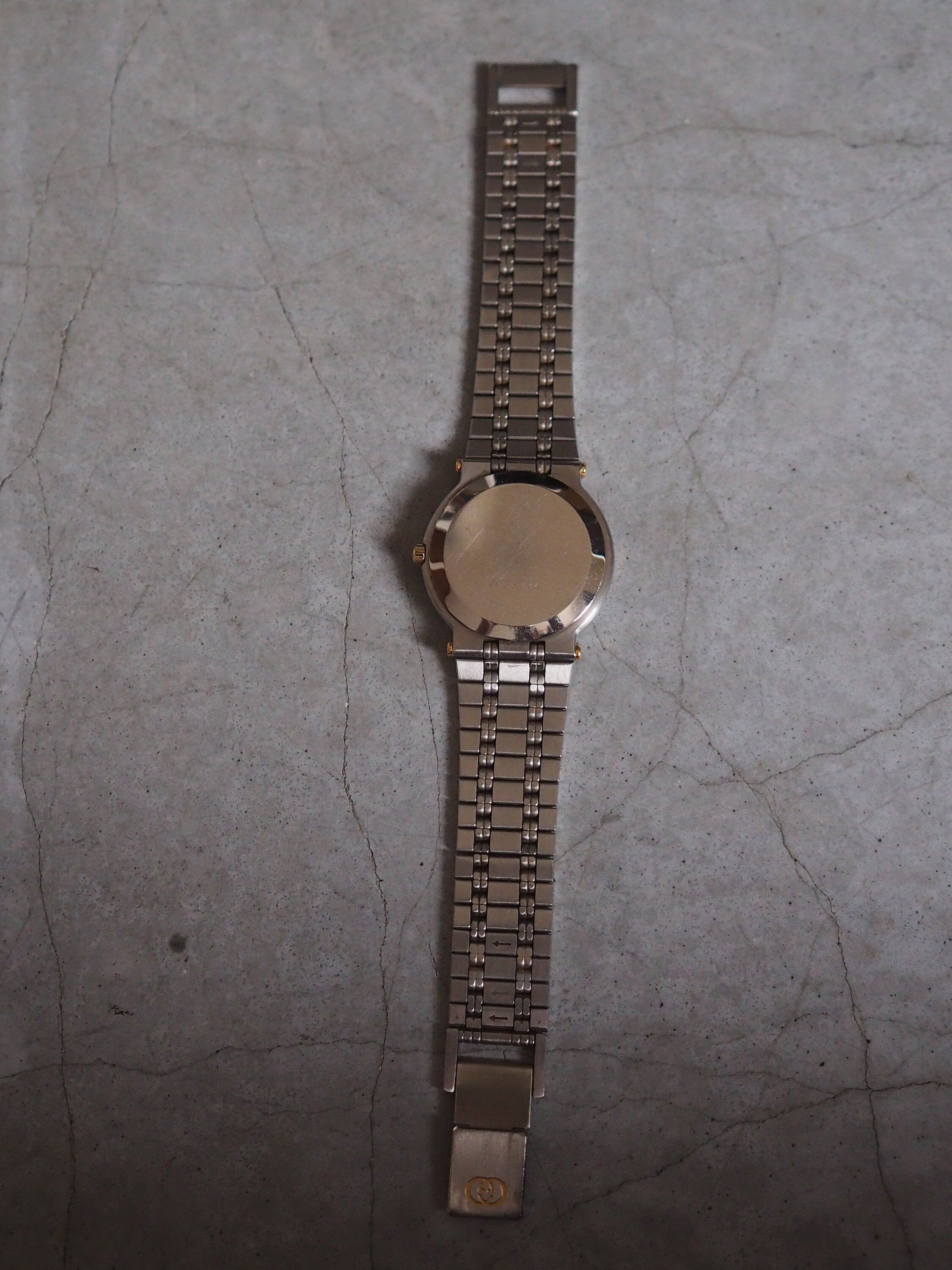 GUCCI Watch Wristwatch Unisex GG Gold Silver Metal Old Vintage Authentic