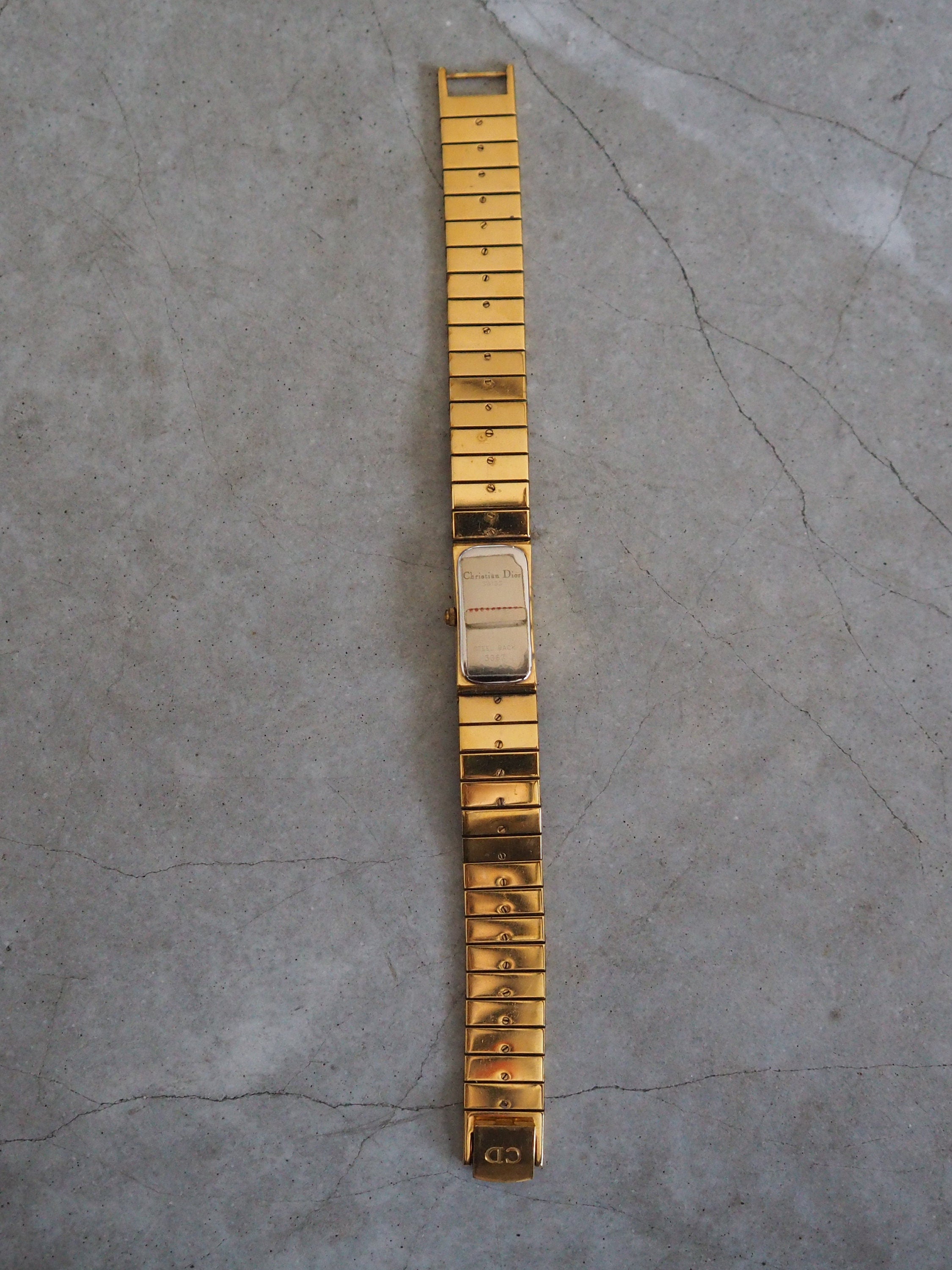 Christian Dior Watch Gold Metal Bangle Vintage Authentic