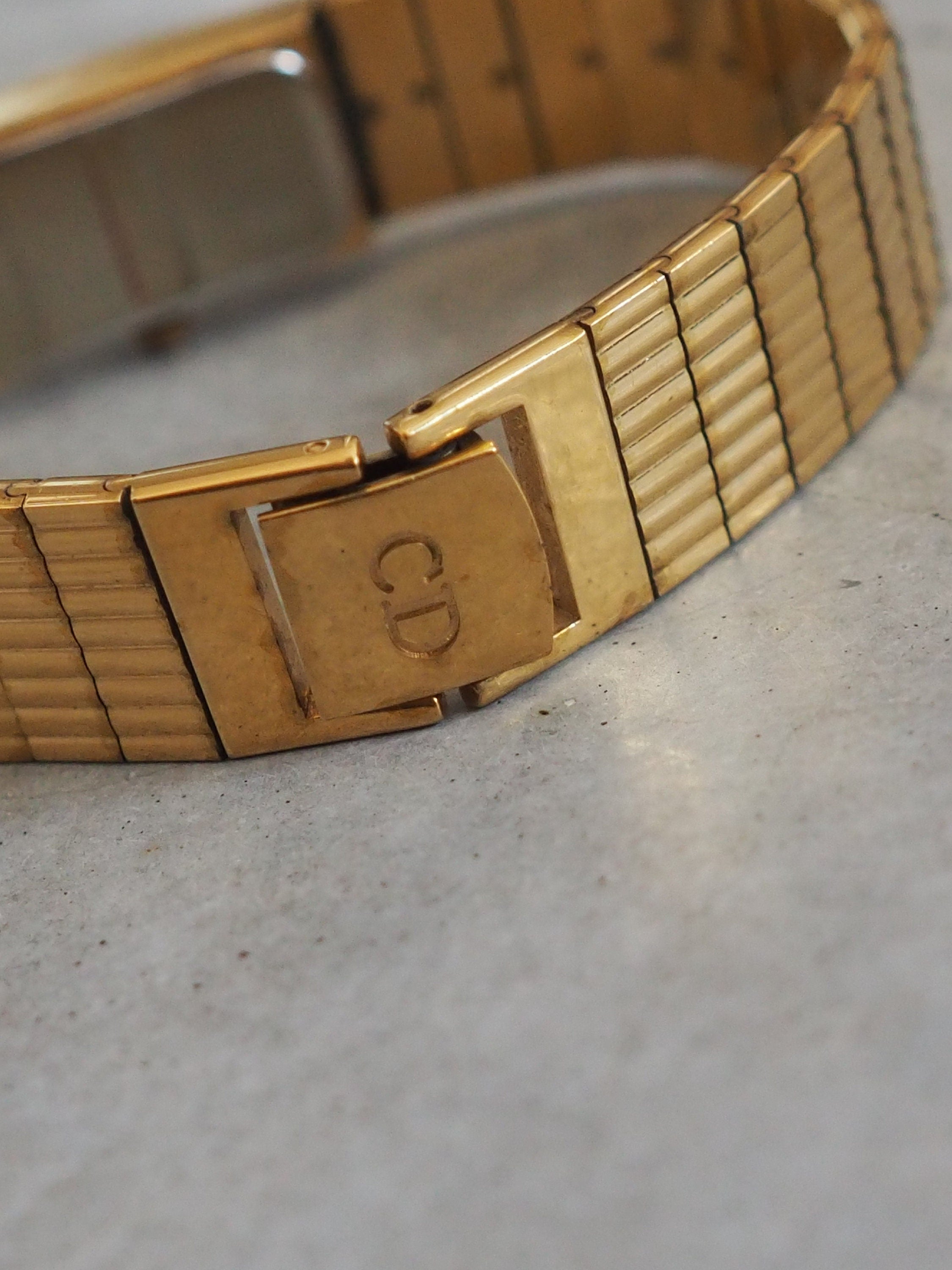 Christian Dior Watch Gold Metal Bangle Vintage Authentic