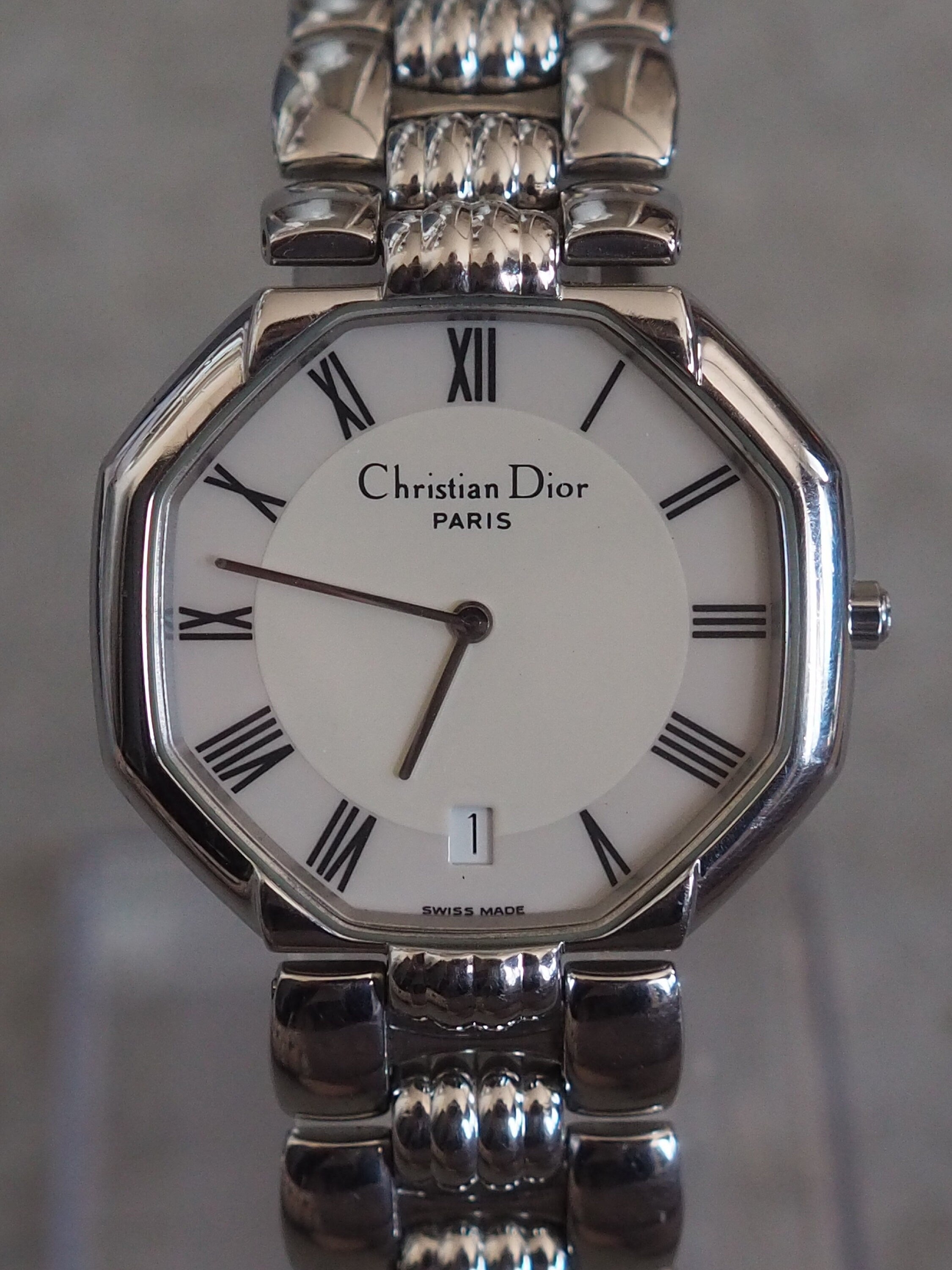 Christian Dior Octagon Roma Watch Silver Metal Quartz Wristwatch Unisex