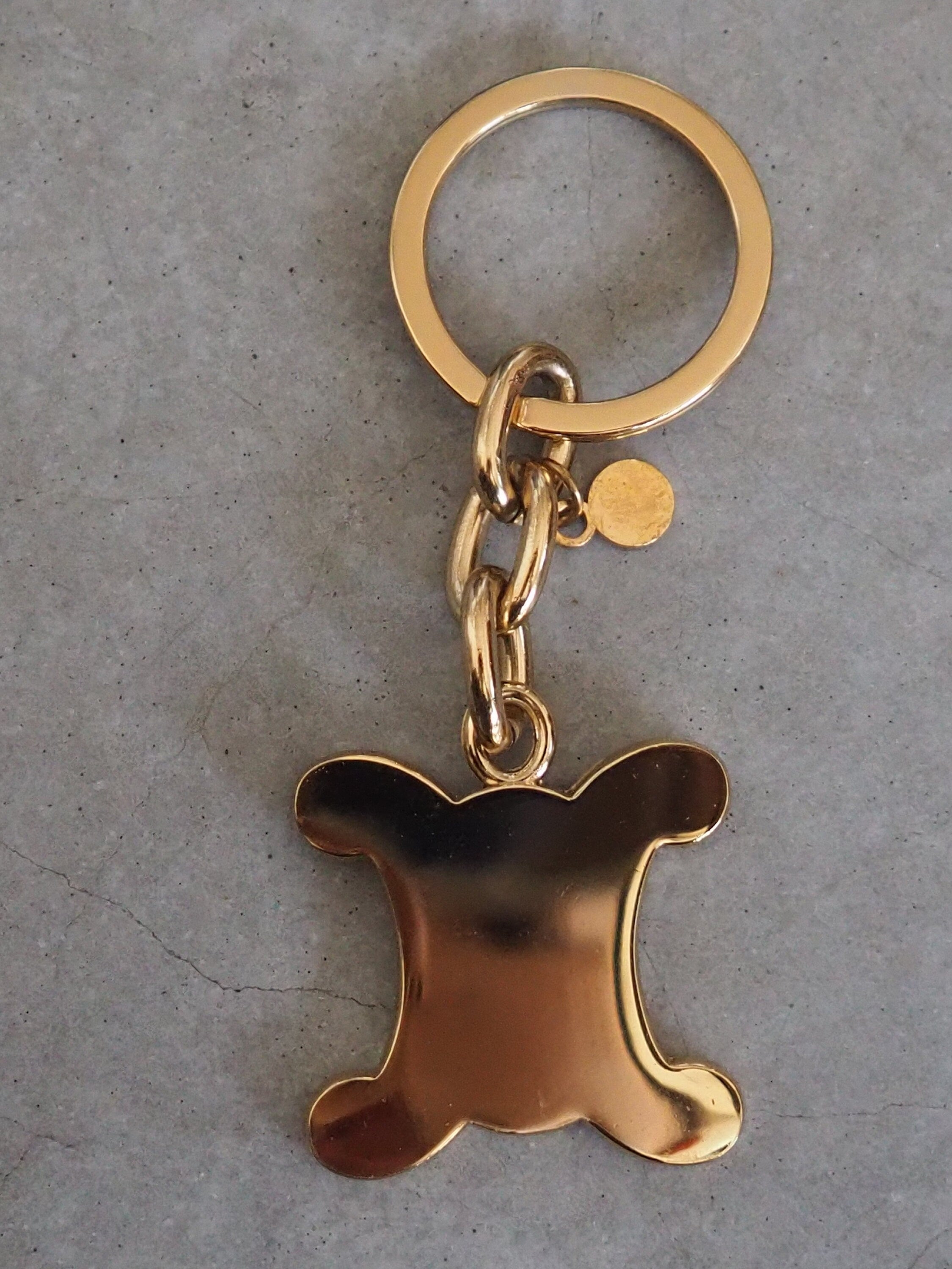 CELINE Macadam Key Charm Chain Holder Vintage Gold Logo Authentic