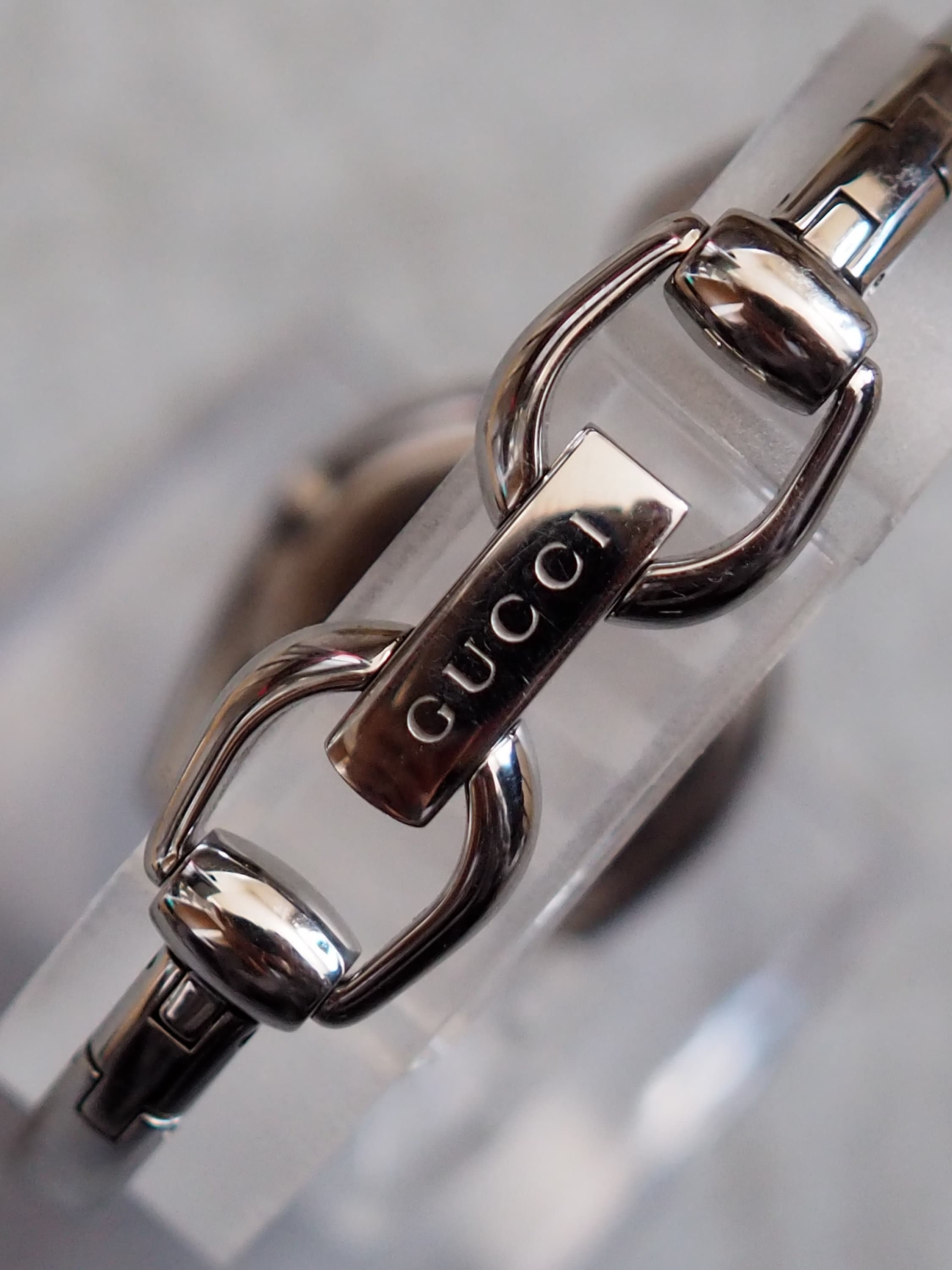 GUCCI Horse bit Watch Wristwatch GG Silver Stainless steel Authentic