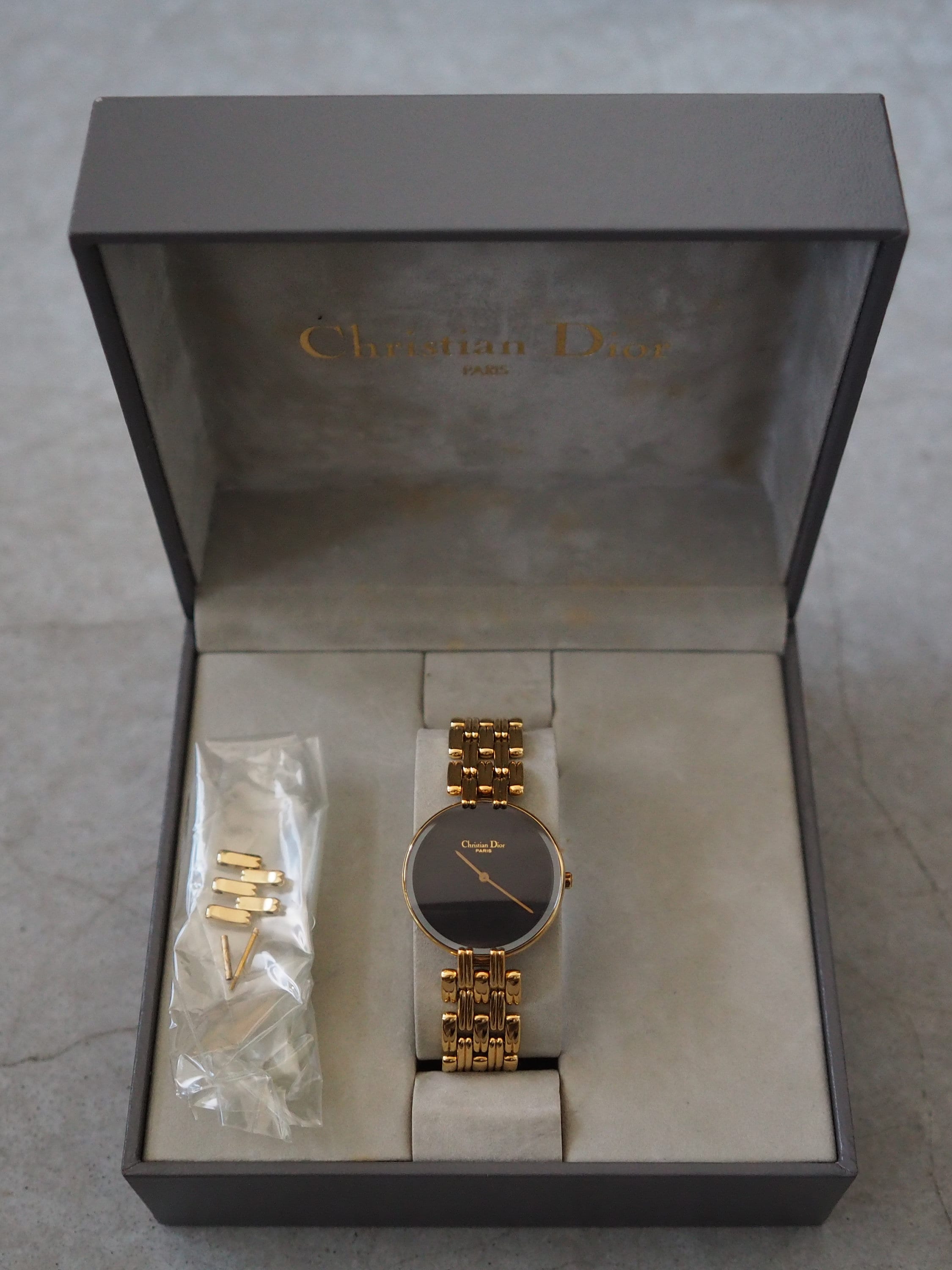 Christian Dior Black Moon Bagheera WATCH Watch Gold Metal Quartz Wristwatch Ladies