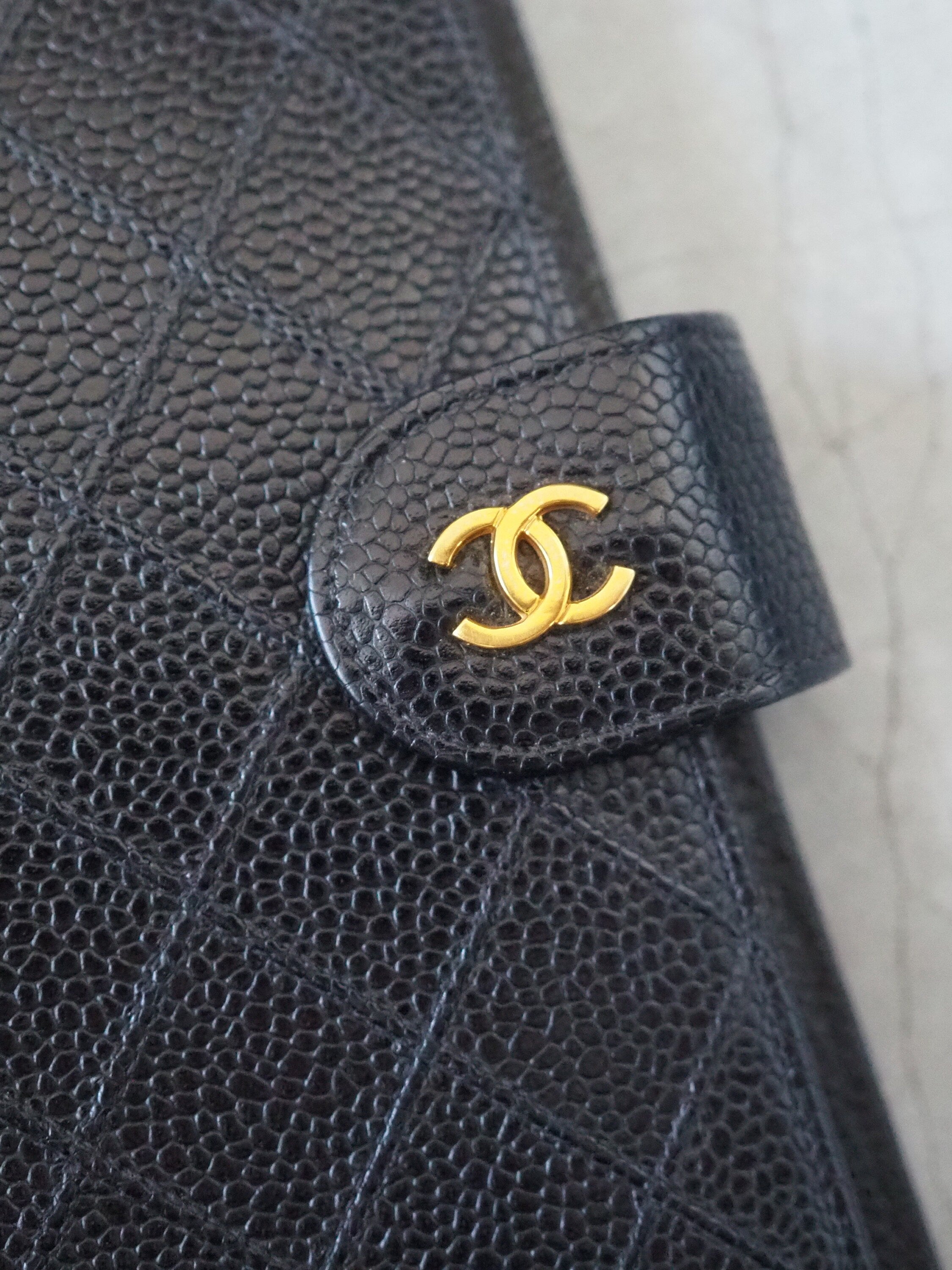 CHANEL CC Matelasse BICOLORE Agenda Leather 6 Ring Diary Black Vintage Authentic