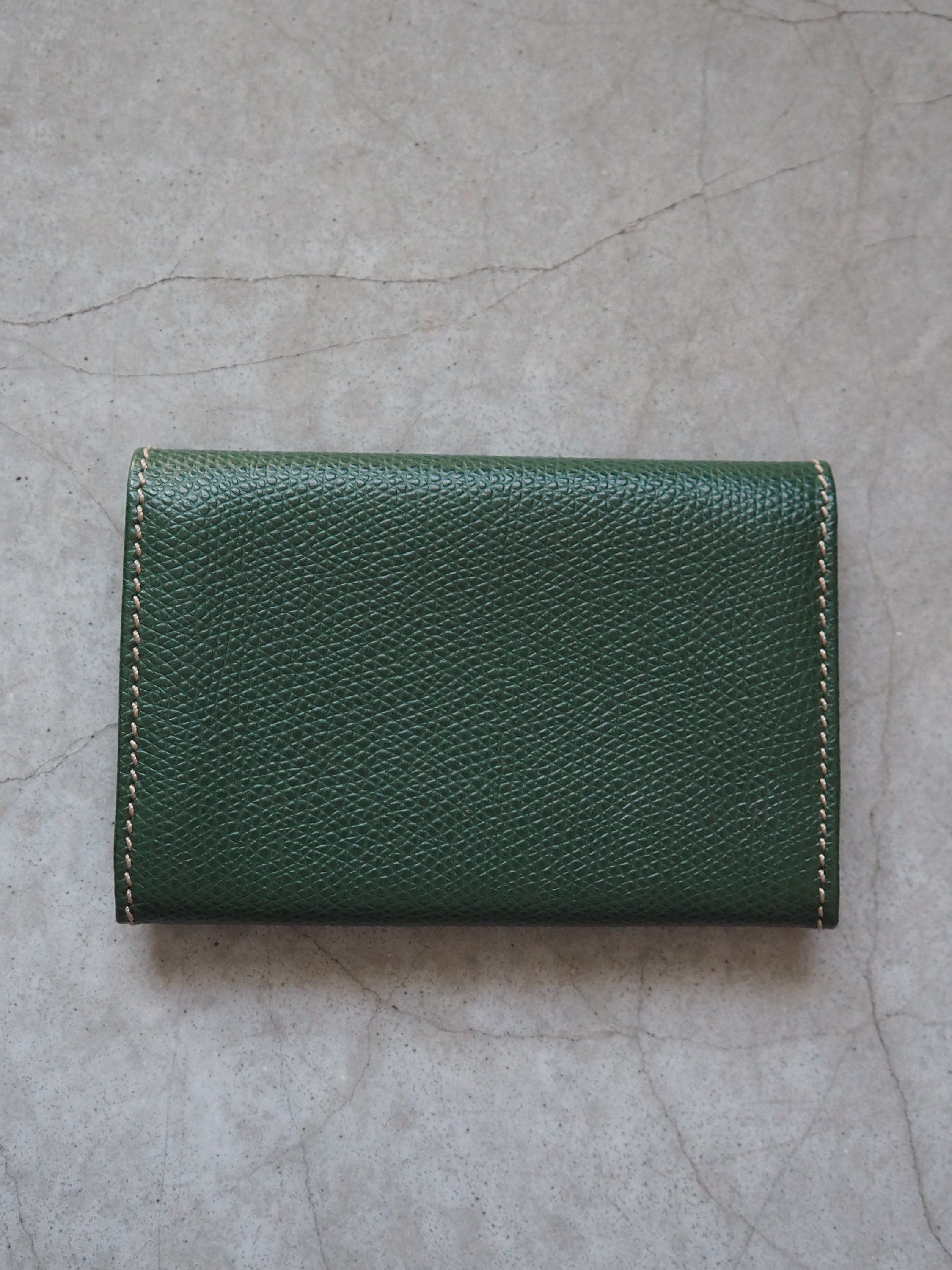 LOEWE Anagram Card Case Purse Green Leather Vintage Authentic