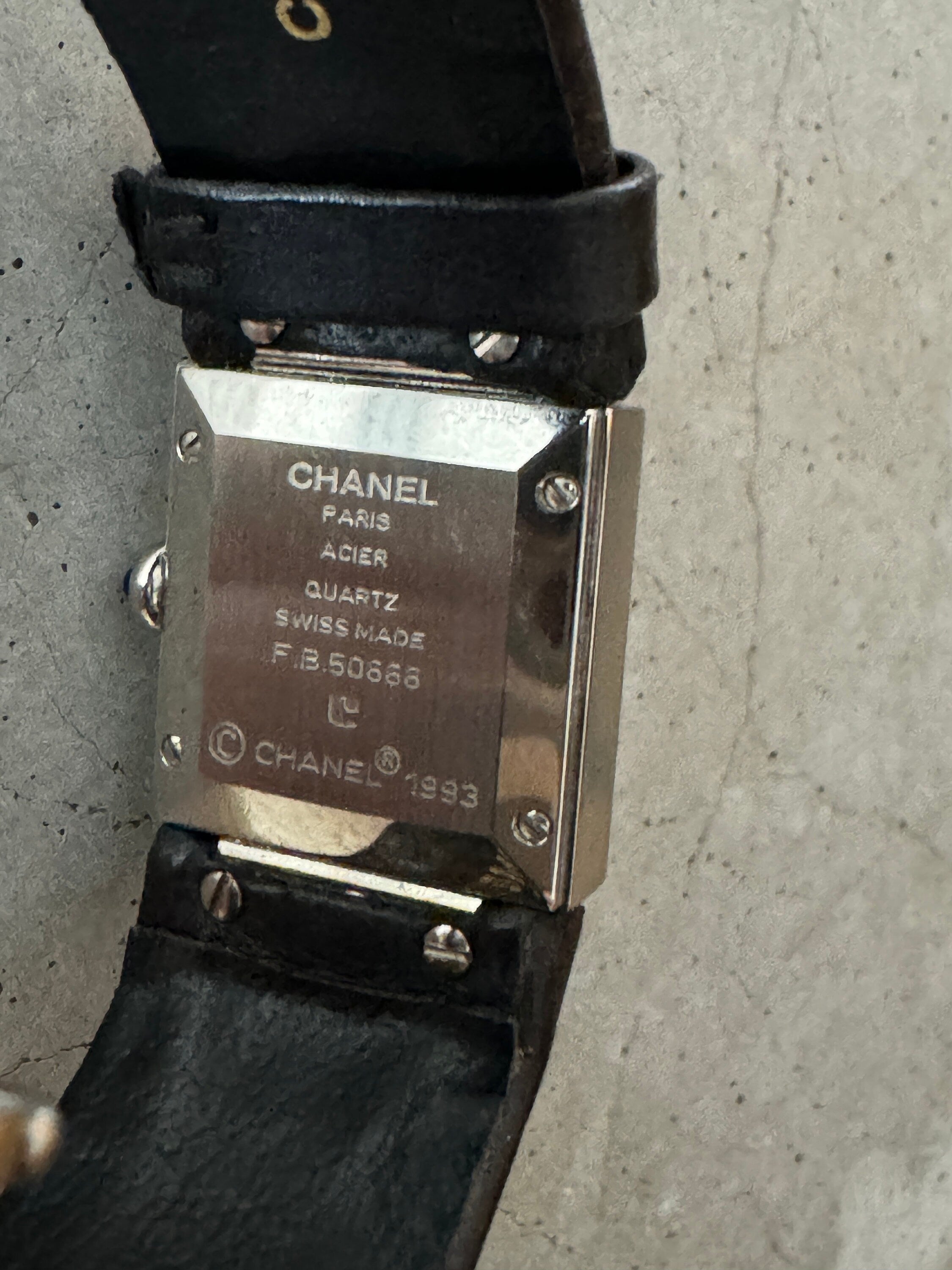 CHANEL Matelasse Watch Steel Leather Quartz Ladies Silver Leather Wristwatch Vintage Authentic