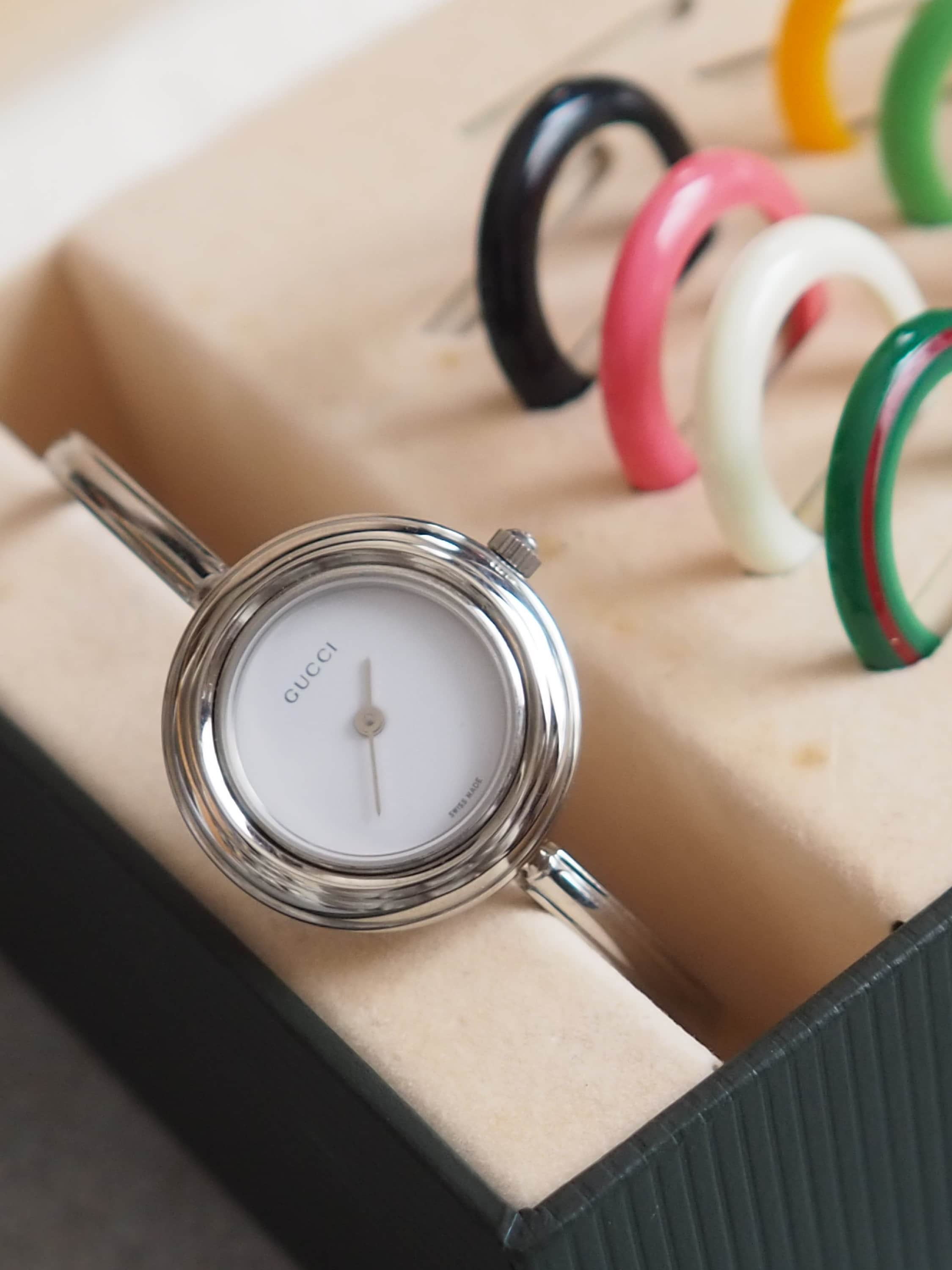 GUCCI Accessories Change Bezel 9 colors Bangle watch Wristwatch Silver