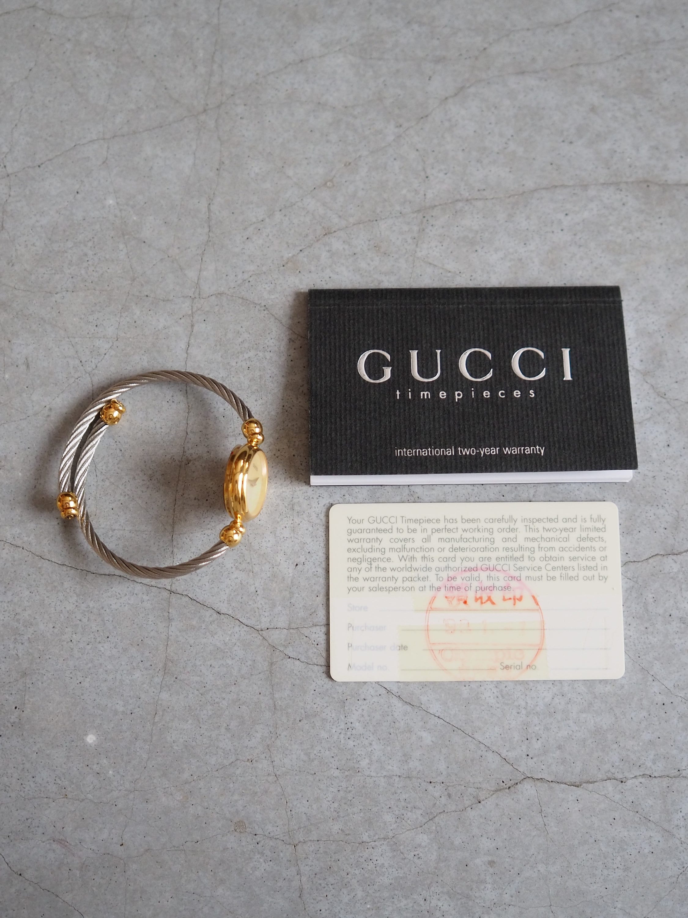 GUCCI Shell Bangle Watch Wristwatch Gold Silver Metal Vintage Authentic