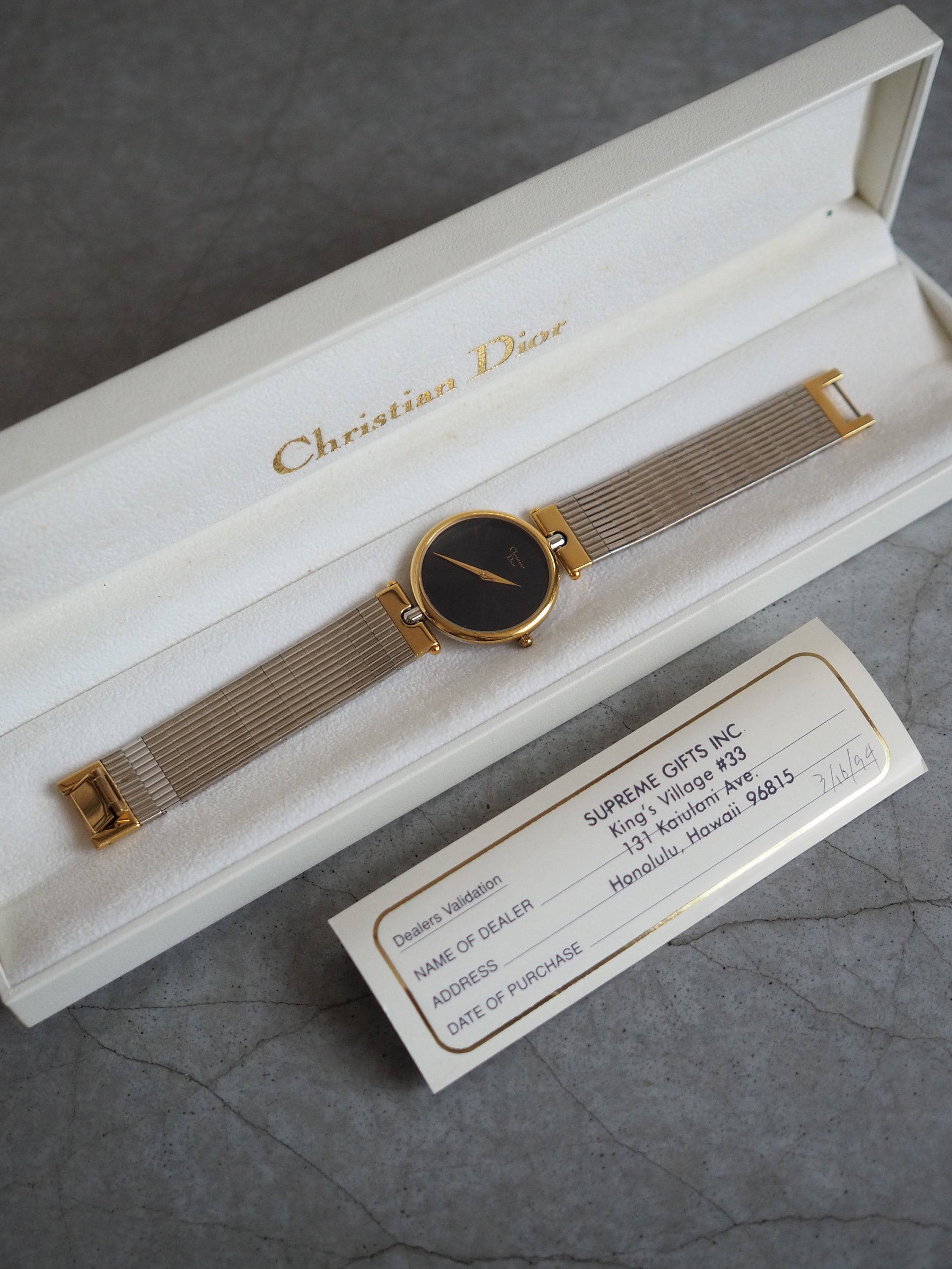 Christian Dior Circle Logo Watch Gold Silver Metal Quartz Wristwatch Unisex